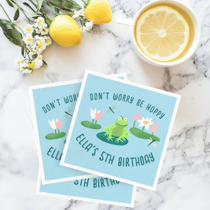Servilleta De Papel Ranas y Almohadillas de Nenúfar Cumpleaños Diverti