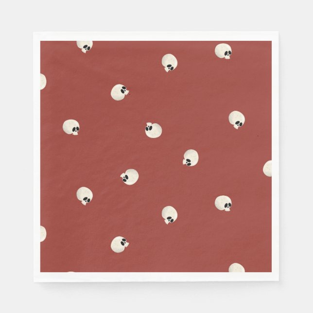 Servilleta De Papel Random Cute Kawaii Skull Dots red (Anverso)