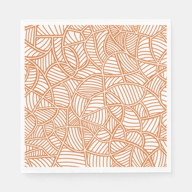 Servilleta De Papel Random Leaf Mosaic Dark Naranja (Anverso)