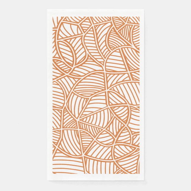 Servilleta De Papel Random Leaf Mosaic Dark Naranja (Anverso)