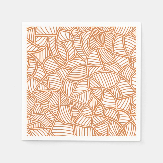 Servilleta De Papel Random Leaf Mosaic Dark Naranja (Anverso)