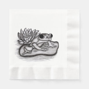 Servilleta De Papel Ranita con Flor de Loto