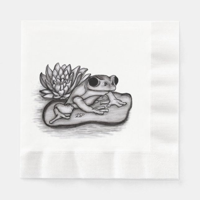 Servilleta De Papel Ranita con Flor de Loto (Anverso)