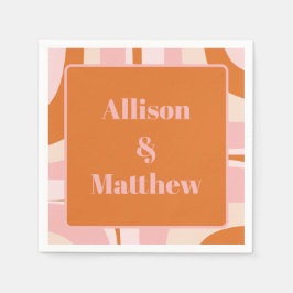 Servilleta De Papel Ranura retro Minimalista rosa y Naranja moderno