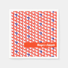 Servilleta De Papel RÁPIDO Patrón Blanco Naranja, Aqiqah Baby Shower