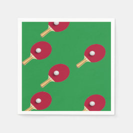 Servilleta De Papel Raqueta de tenis de mesa y bola en verde