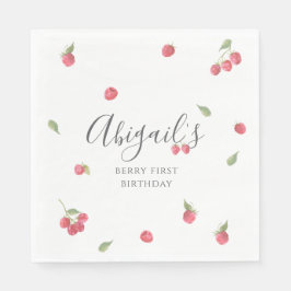 Servilleta De Papel Raspberry Sweet Berry First Birday Party