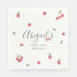 Servilleta De Papel Raspberry Sweet Berry First Birday Party