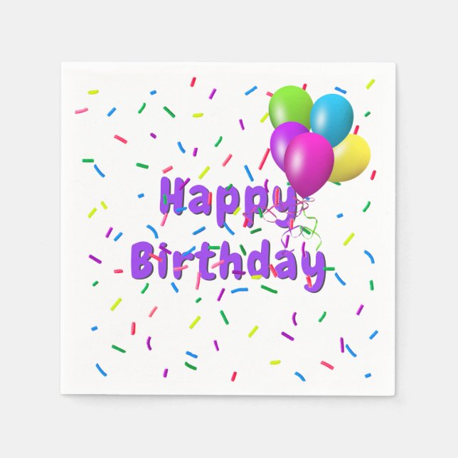 Servilleta De Papel Rasplantes de cumpleaños con globos (Anverso)