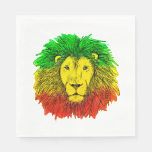 Servilleta De Papel Rasta cabeza de león rojo dibujo verde amarillo Ja