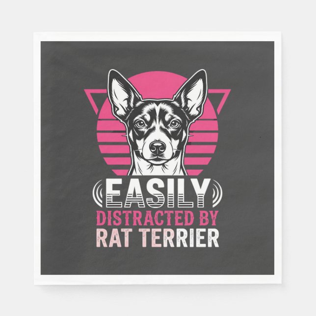 Servilleta De Papel Rat Terrier Fácilmente Distraído Perro Retro (Anverso)