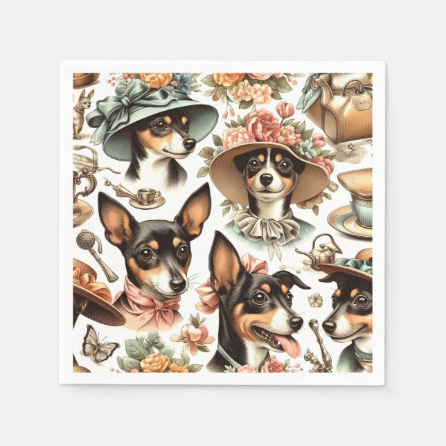 Servilleta De Papel Rat Terrier Viejo Sin Marea (Anverso)