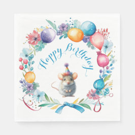 Servilleta De Papel Ratón corto con un Gorra Fiesta