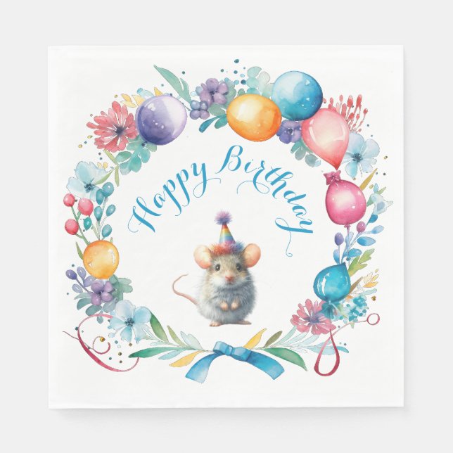 Servilleta De Papel Ratón corto con un Gorra Fiesta (Anverso)