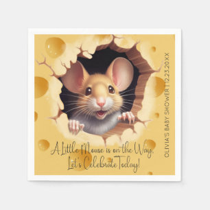 Servilleta De Papel Ratón pequeño en Baby Shower de queso