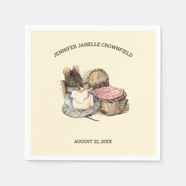 Servilleta De Papel Ratón recién nacido y Baby Shower materno (Anverso)