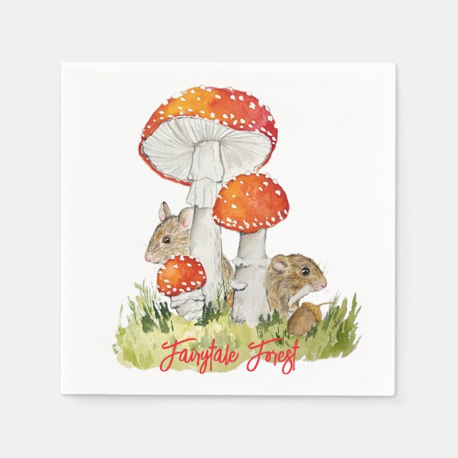 Servilleta De Papel Ratones y setas forestales (Anverso)