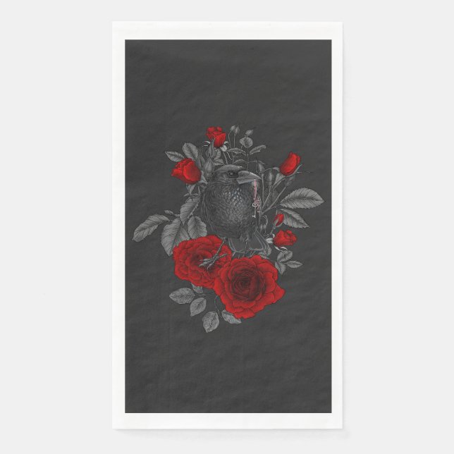 Servilleta De Papel Raven con la llave y los rosas (Anverso)