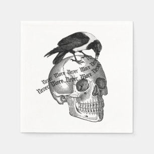 Servilleta De Papel Raven en el cráneo gótico de Halloween