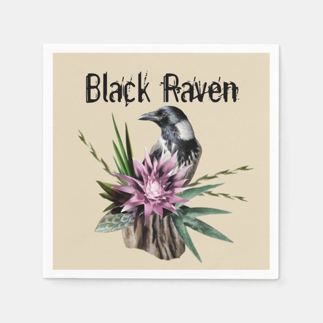 Servilleta De Papel Raven negro (Anverso)