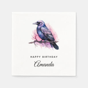 Servilleta De Papel Raven negro en un cumpleaños de Ilustracion de suc