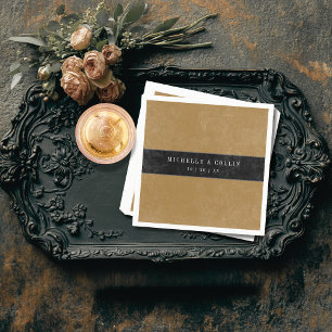 Servilleta De Papel Raven negro gótico y Rosas negros Boda de oro