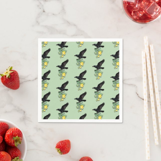 Servilleta De Papel Raven with Yellow Rose (In situ)