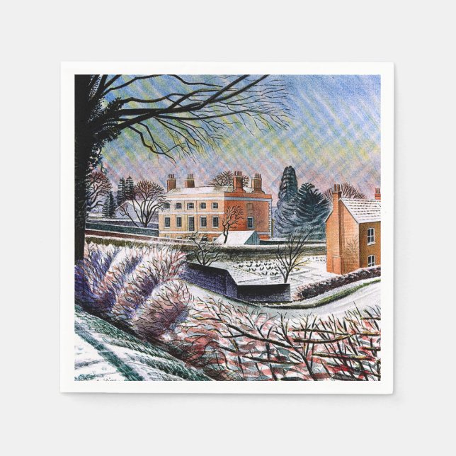 Servilleta De Papel Ravilious - Vicarage en Invierno,  (Anverso)