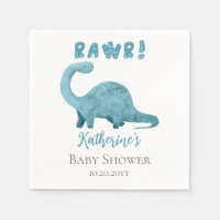 Rawr Verde azulado Blue Dinosaur Boy Baby Shower N