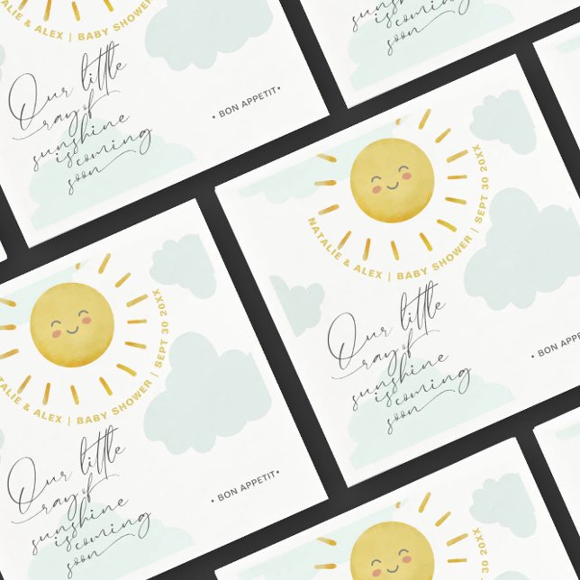 Servilleta De Papel Ray of Sunshine Clouds Gender Neutral Baby Shower (Subido por el creador)
