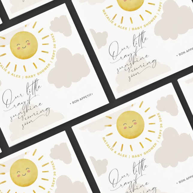 Servilleta De Papel Ray of Sunshine Clouds Gender Neutral Baby Shower (Subido por el creador)