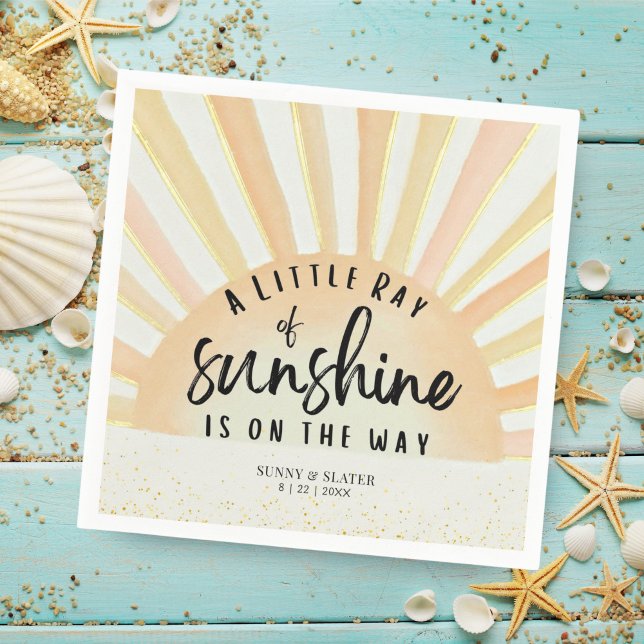 Servilleta De Papel Ray Of Sunshine Retro Summer Beach Baby Shower (Subido por el creador)