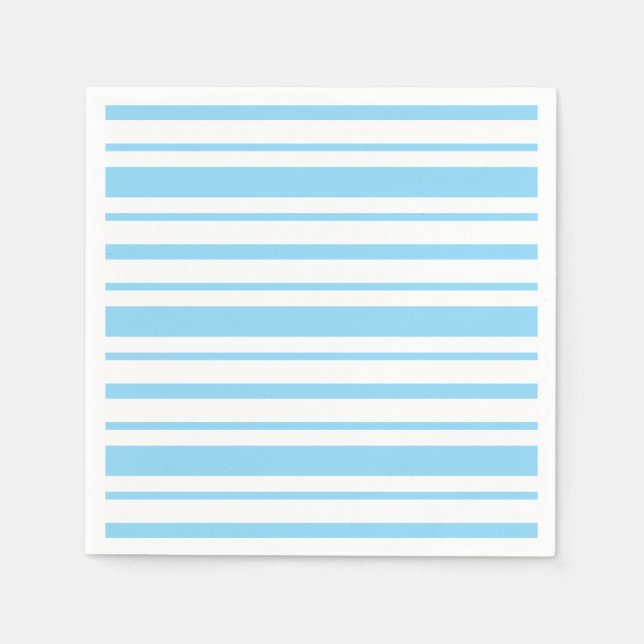 Servilleta De Papel Raya azul claro y blanco (Anverso)
