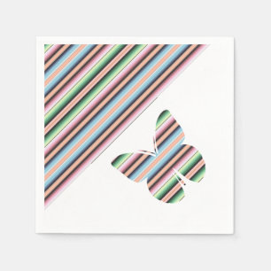 Servilleta De Papel raya de serape pastel y mariposa