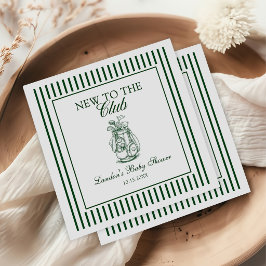 Servilleta De Papel Raya Verde Nuevo en el Club de Golf Baby Shower