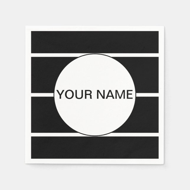 Servilleta De Papel Rayado Blanco Y Negro (Anverso)