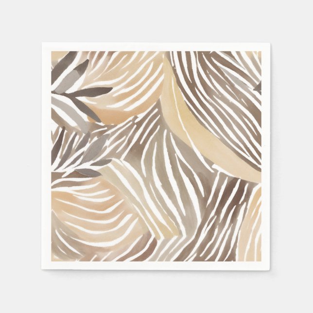 Servilleta De Papel Rayado Moderno Neutro Beige Simple (Anverso)