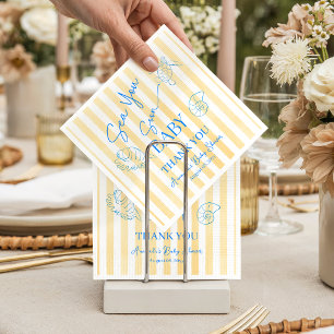 Servilleta De Papel Rayas Amarillas Costeras te Ven Pronto Baby Shower