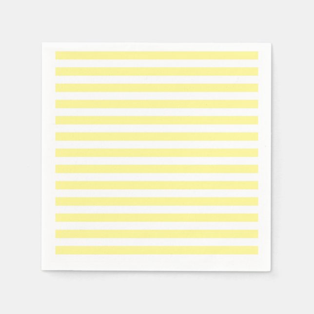 Servilleta De Papel Rayas amarillo pálido y blanco (Anverso)