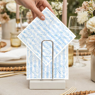 Servilleta De Papel Rayas Azules Costeras Niño Te Veremos Pronto Baby
