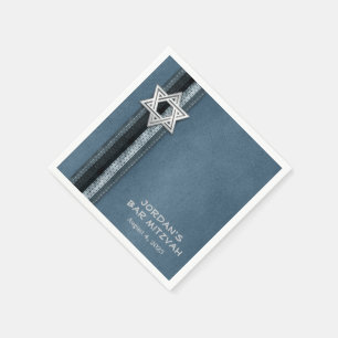 Servilleta De Papel Rayas azules de Mitzvah de la barra