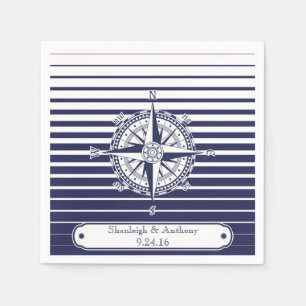 Servilleta De Papel Rayas azules del rosa de compás