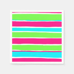 Servilleta De Papel Rayas azules rosadas verdes
