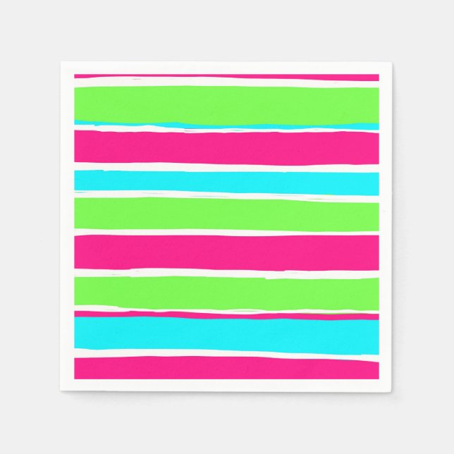 Servilleta De Papel Rayas azules rosadas verdes (Anverso)