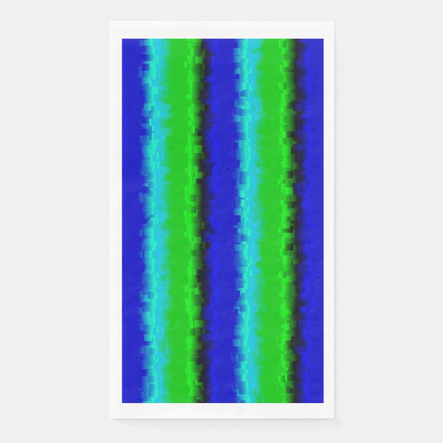 Servilleta De Papel Rayas Azules Verdes de Vidrio Roto (Anverso)