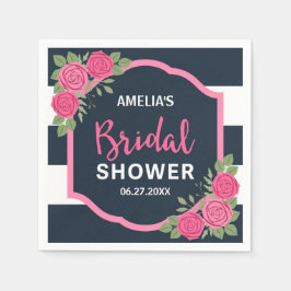 Servilleta De Papel Rayas blancas azules rosas rosas azules ducha de n