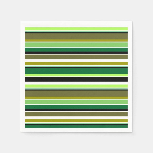 Servilleta De Papel Rayas blancas de color verde suave (Anverso)
