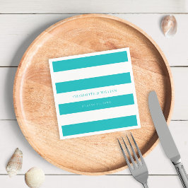 Servilleta De Papel Rayas blancas y Boda náutico de color editable