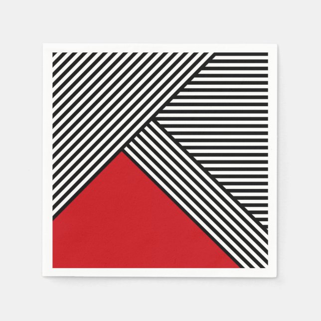 Servilleta De Papel Rayas blancas y negras con triángulo rojo (Anverso)