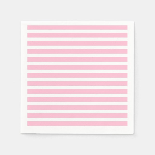 Servilleta De Papel Rayas blandas de color rosa y blanco (Anverso)